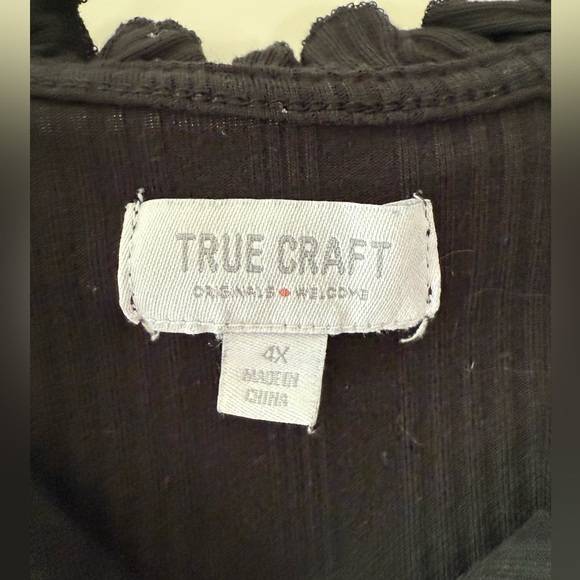 True craft black sleeves ruffle sleeve tank top size 4x - Picture 2 of 7